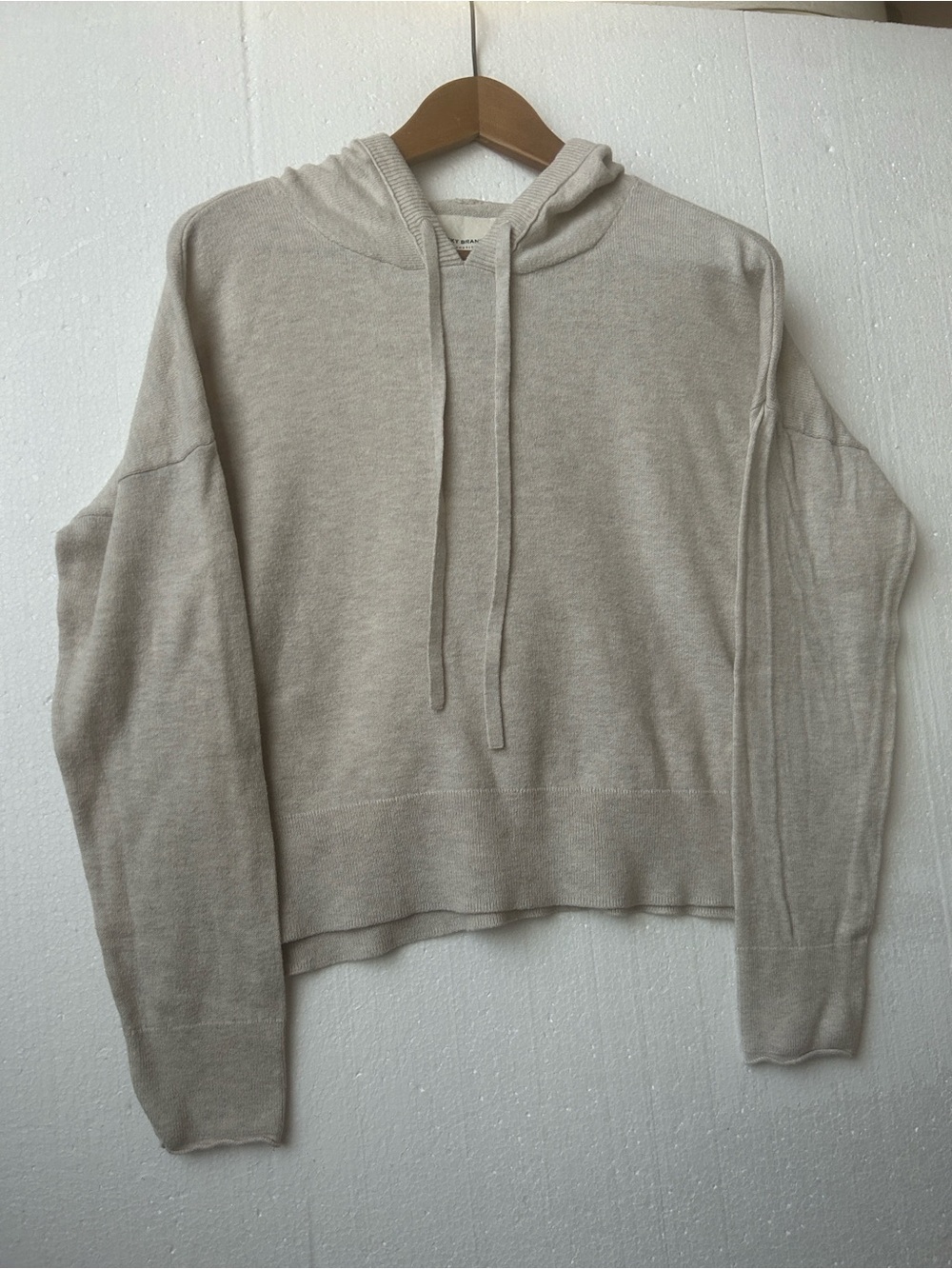 Lucky Brand Women’s Lightweight Cotton-Cashmere Hooded Sweater. Oatmeal. Large.